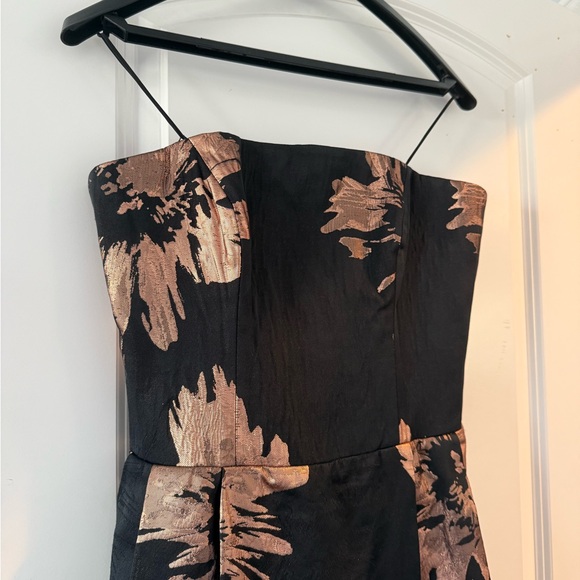 Nicole Miller Brand New Strapless Black and Copper Floral Dress - Picture 6 of 16
